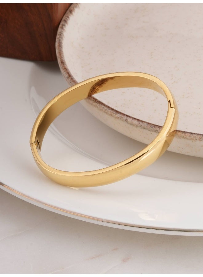 PALMONAS Plain Gold Bangles Bracelet - 7 mm for Women - Waterproof & Anti-Tarnish - Image 2