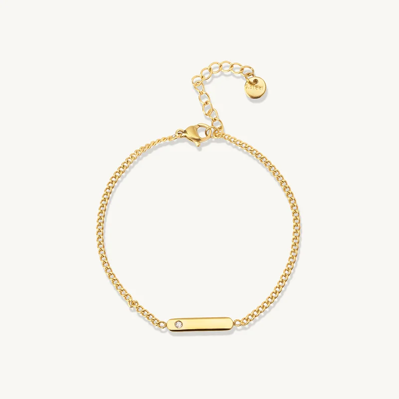 Palmonas 18k Gold Plated Mini Bar Chain Bracelet For Women - Waterproof & Anti-Tarnish
