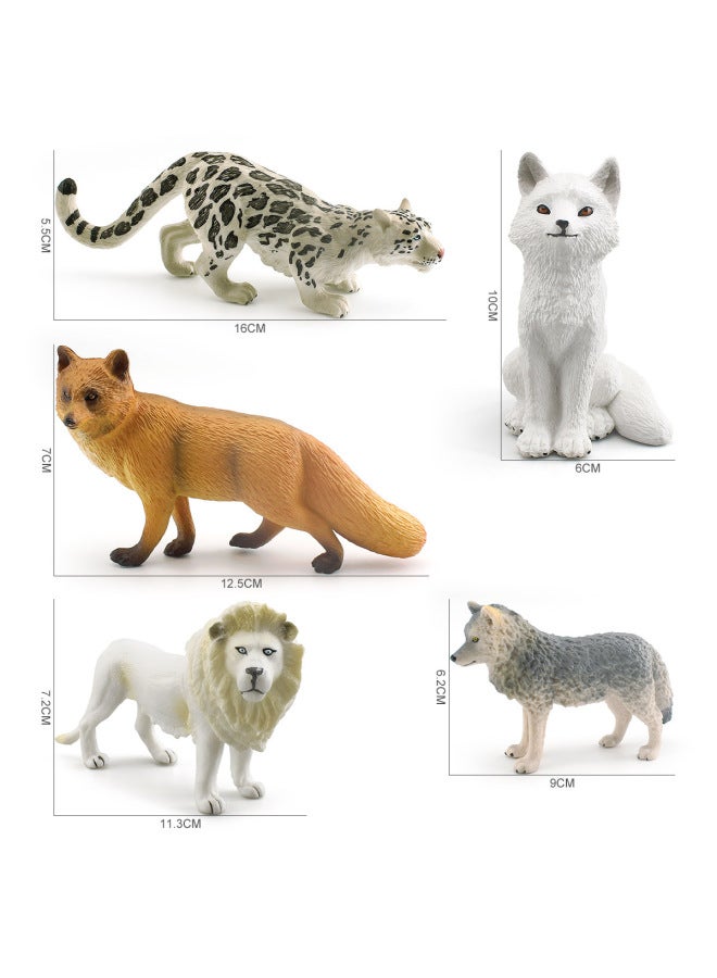 Simulation Wild Animal Model Children's Little Gray Wolf Big Red Fox Male Lion Snow Leopard Arctic Fox Decoration Toy-Color:PL127-2279 White Lion 78g