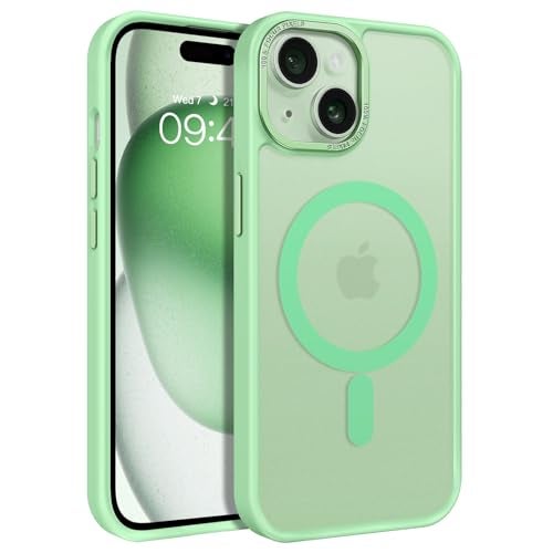YINLAI for iPhone 15 Case 6.1-inch,Magnetic Compatible with MagSafe, Slim Matte Anti-Fingerprint, Shockproof Full Body Military Grade Protection for iPhone 15 Cover,Light Green - Image 1