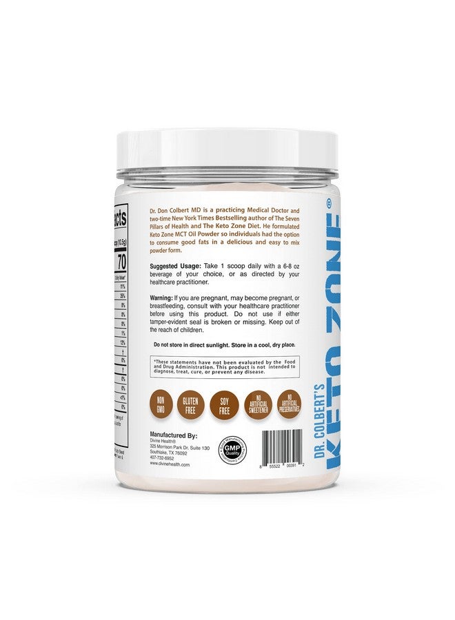 Divine Health Dr. Colbert Keto Zone® Mct Oil Powder ; Hazelnut Flavor ; 70% C8 ; 30% C10 ; 0 Net Carbs ; Gluten Free ; 30 Day Supply ; 315G ; - Image 2