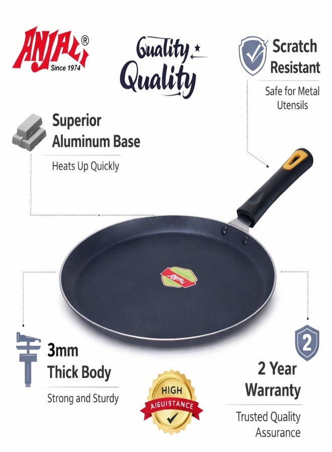 ANJALI Diamond Dura Dosa Tawa 300 mm | PTFE Nonstick Coating | Hammertone Finish - Image 2