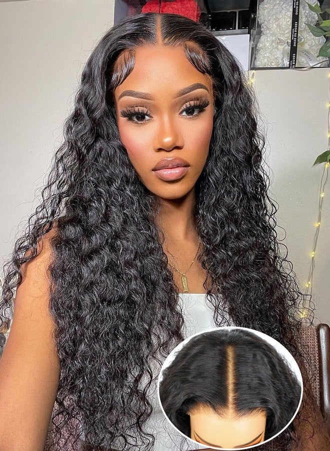 BLY Glueless Wigs Human Hair 9x6 M-Cap Wig Max Parting HD Lace Pre Cut Wig for Women Pre Plucked, Bleached Tiny Knots Deep Wave Curly Lace Front Wigs Wear Go 180% Density 20 Inch - Image 1