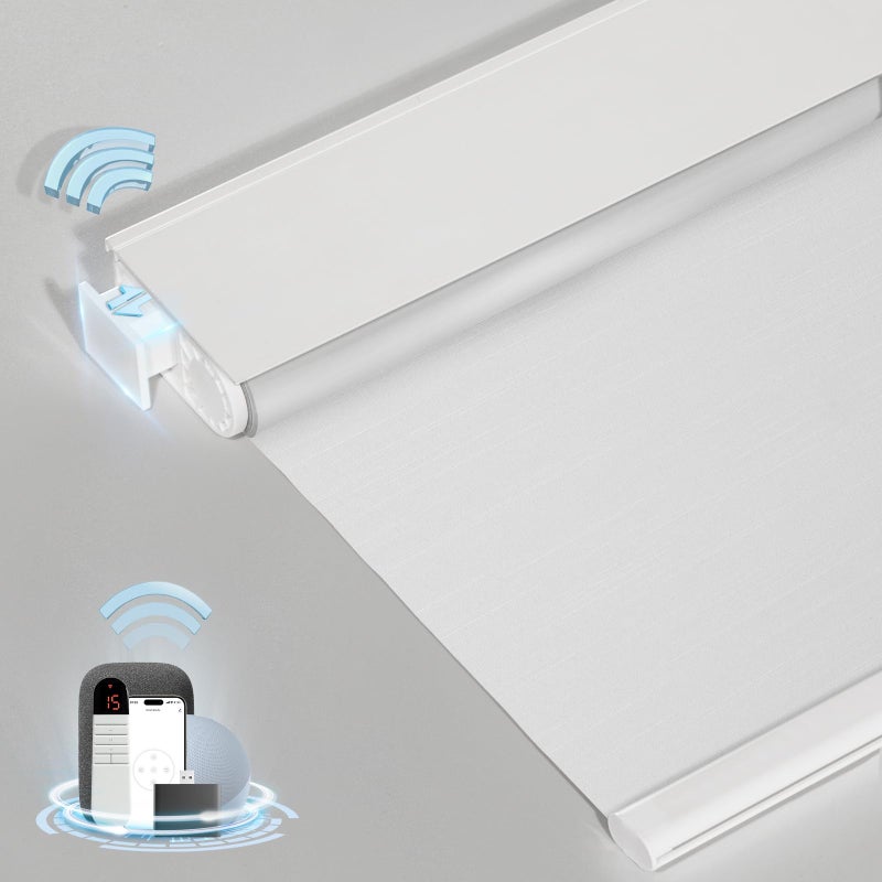 MANSNIX Smart Motorized Blinds with Remote Cordless NoDrill Automatic Roller Shades Blackout Electric Blind for Windows White 31 x 72