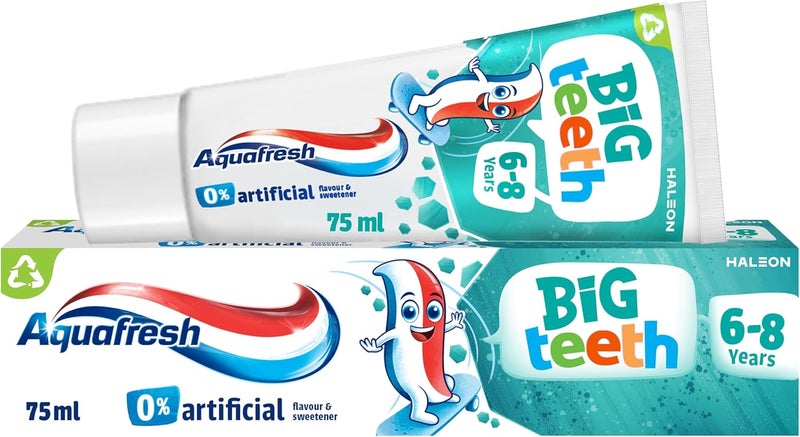 Aquafresh Big Teeth Toothpaste 68 years Kids toothpaste Lasting Protection for New Permanent Teeth 75ml - Image 1