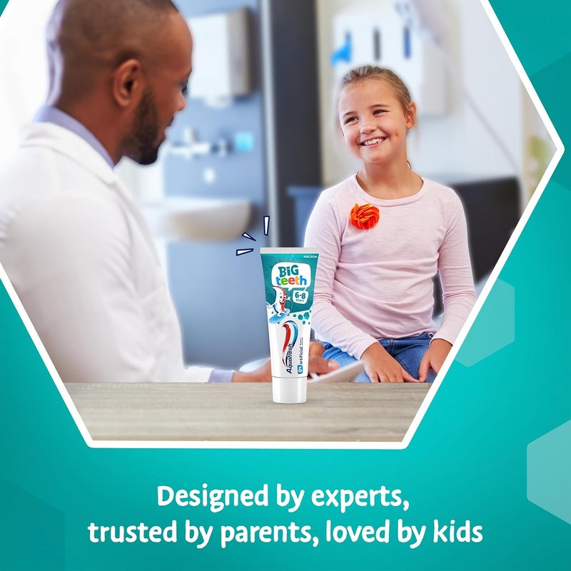 Aquafresh Big Teeth Toothpaste 68 years Kids toothpaste Lasting Protection for New Permanent Teeth 75ml - Image 2