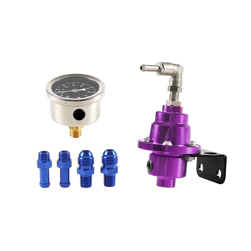 Generic Adjustable Fuel Pressure Regulator with Gauge Purple 