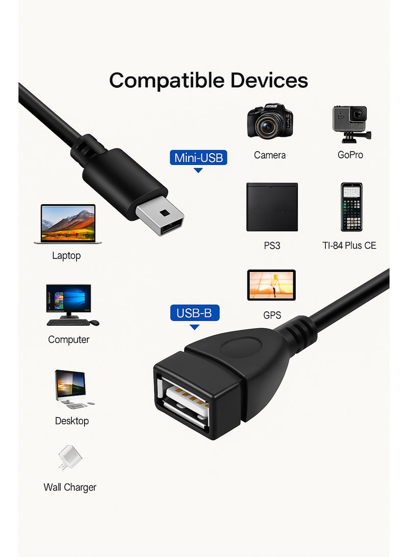 USB Female to Mini USB Male OTG Adapter Cable – 10cm OTG Host Converter Cord for MP3, GPS, Digital Cameras, and More – Short Data Extension Cable  - Image 3