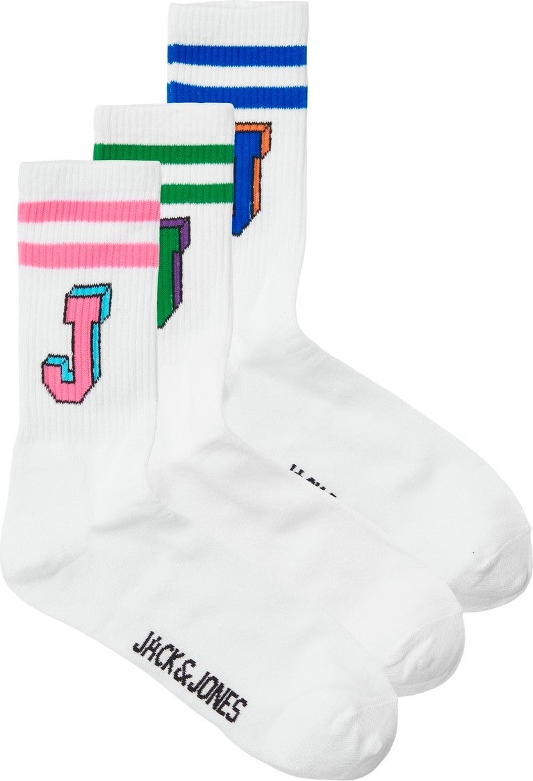 Jack Jones Jack Jones Jacsıngle J Tennis Socks 3 Pack Men's White Socks 12251466-01 - Image 2