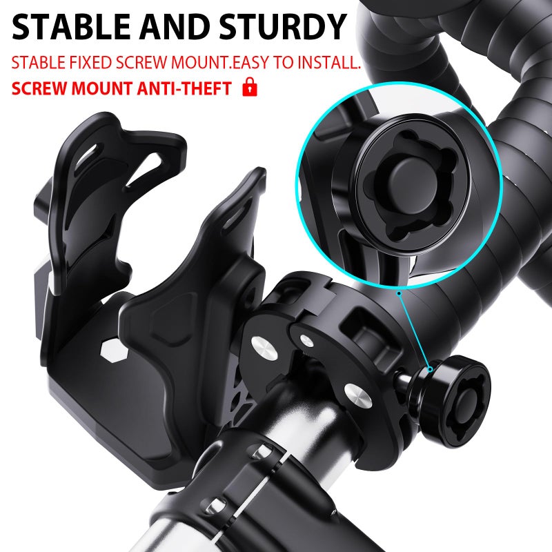 Mathtoxyz Extra Large Motorcycle Cup Holder Anti Theft, Mathtoxyz Bike Water Bottle Holder 1.95 â€“ 3.6 inch Universal Size Handlebar Drink Holder Cage for Moto Bicycle, Boat, Scooter, Stroller, Wheelchair - Image 3