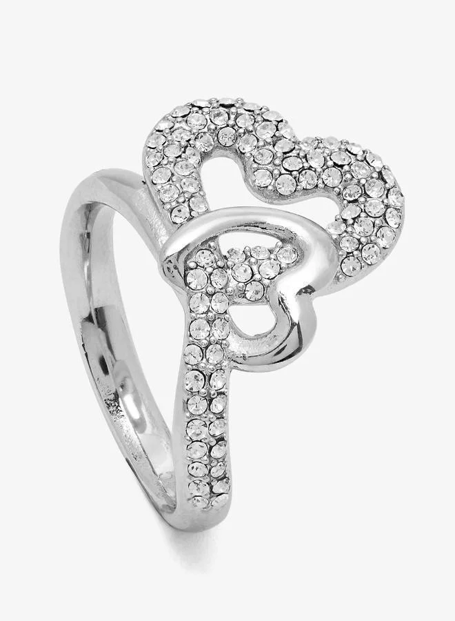 Guess  Pave Hearts Ring for Women | Best Price UAE