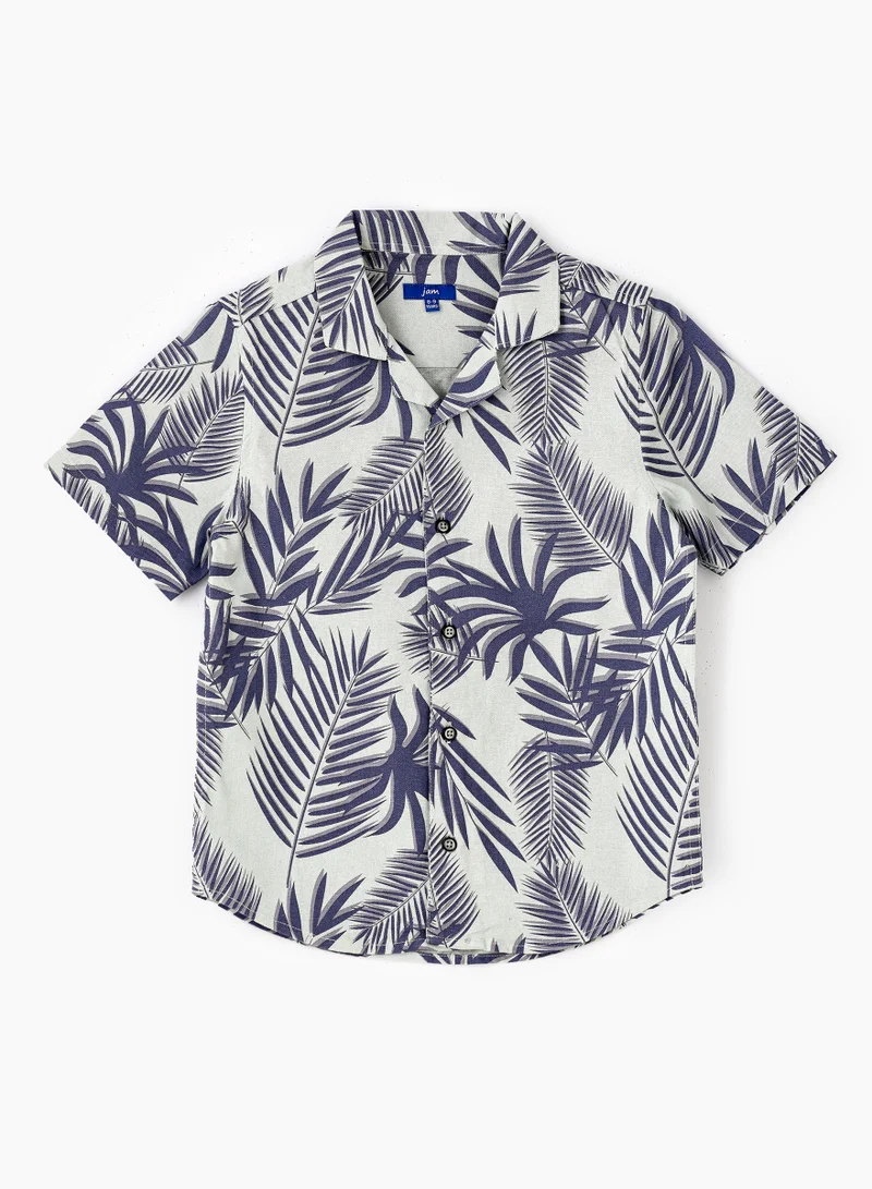 JAM Boys Woven Cotton Tropical Leaf Print Shirt