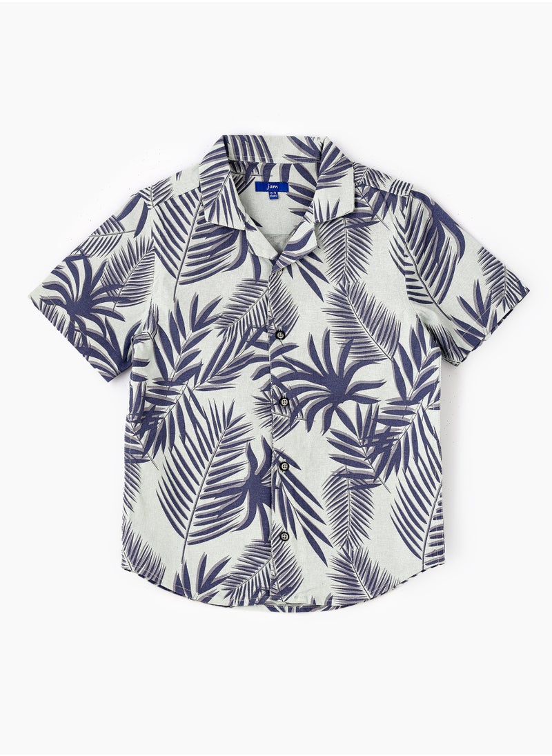 JAM Boys Woven Cotton Tropical Leaf Print Shirt  - Image 1