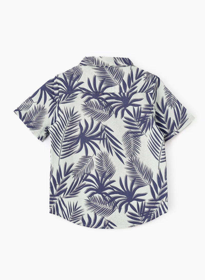 JAM Boys Woven Cotton Tropical Leaf Print Shirt