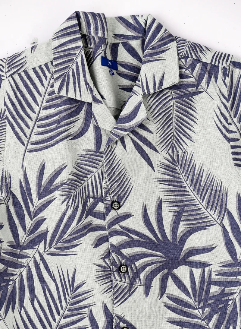 JAM Boys Woven Cotton Tropical Leaf Print Shirt