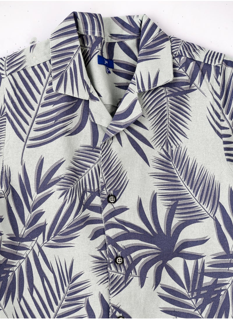 JAM Boys Woven Cotton Tropical Leaf Print Shirt  - Image 3