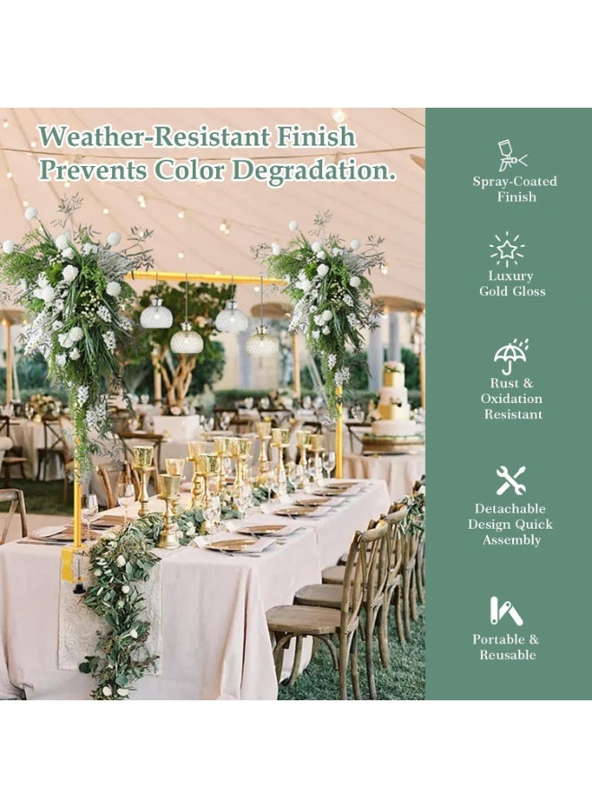 رات سو فوق عصا الطاولة حامل القوس المعدني منصة خلفية مع مصابيح، منصة قوس الطاولة القابلة للتعديل، عرض 1.2m-2m، ارتفاع 1m حامل طاولة البالون، قوس الزهور المزخرف لحفلة عيد الميلاد، الذهب - Image 2