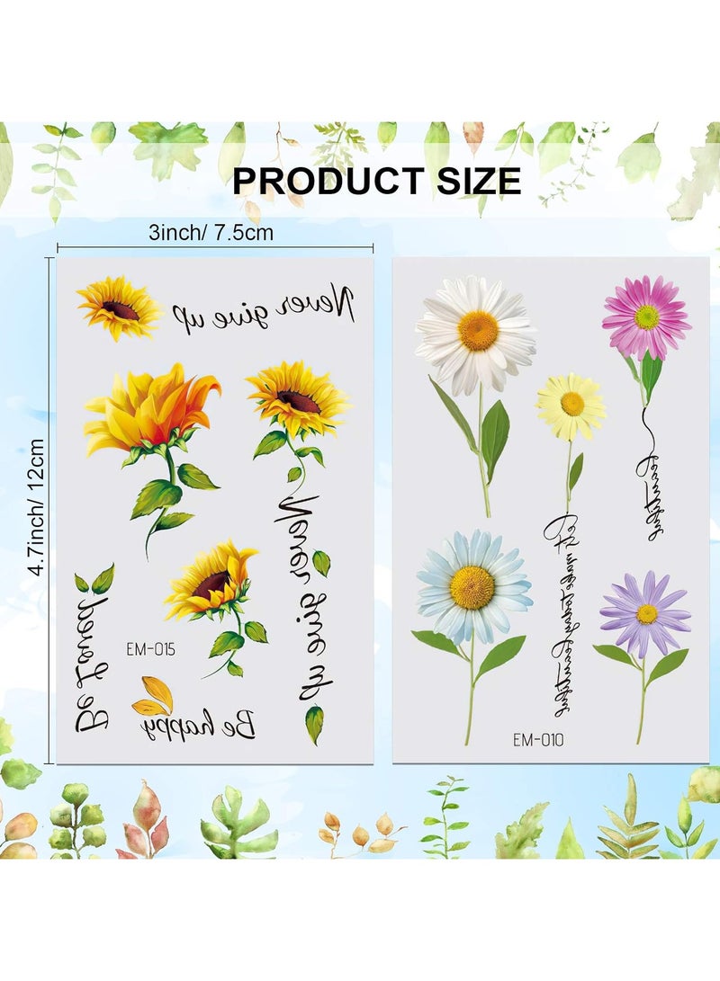 ORAINBOW 25 Sheets Flower Temporary Tattoos Stickers Temporary Tiny Temporary Tattoo Waterproof Body Art Sticker for Women Girls Kids Hand Neck Wrist Birthday Party Favor Supplies Party Bags Filler - Image 2