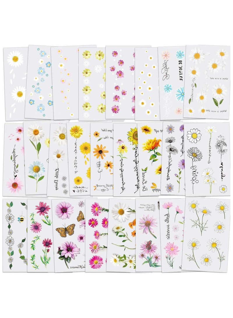 ORAINBOW 25 Sheets Flower Temporary Tattoos Stickers Temporary Tiny Temporary Tattoo Waterproof Body Art Sticker for Women Girls Kids Hand Neck Wrist Birthday Party Favor Supplies Party Bags Filler - Image 1