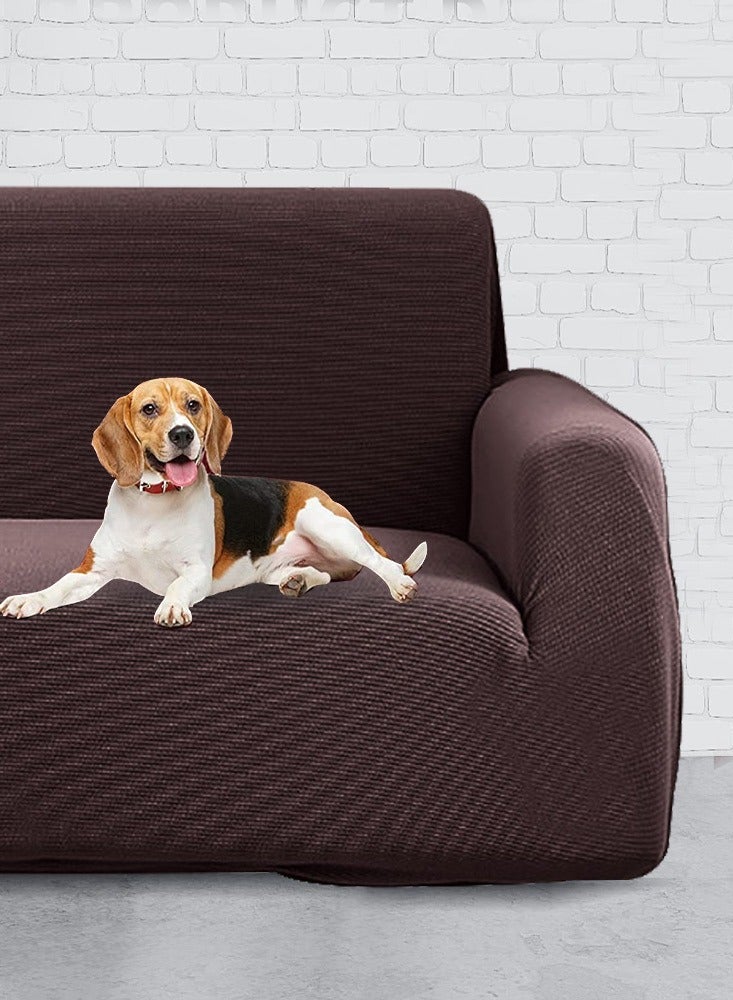 CATANES Thick Couch Covers, Sectional Sofa Stretch Slipcover Living Room Dogs Pets, Washable Durable Furniture Protector BROWN (90cm * 140cm) - Image 4