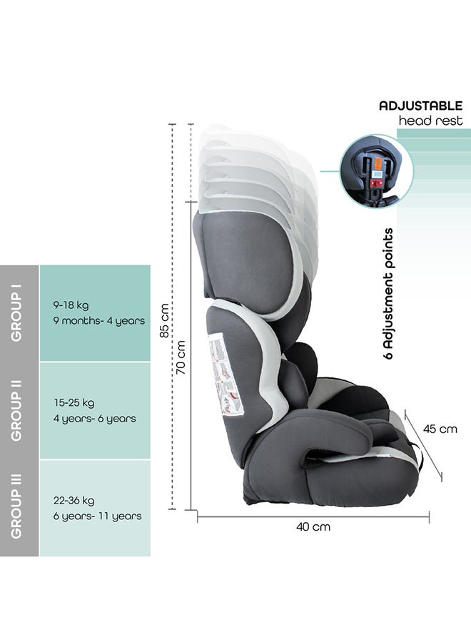 Moon Lofty Baby Car Seat – Group 1/2/3 Forward-Facing Booster Seat for Toddlers And Kids (9–36kg), Long-Term Use with Safety Harness – Charcoal Grey - Image 3