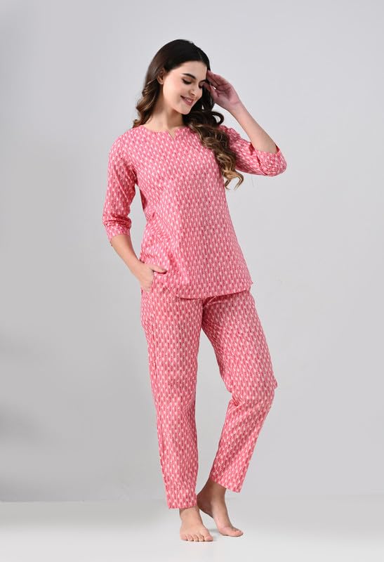 Ichaa Women's Printed Cotton Night Wear Top and Payjama Night Suit Set - Image 4