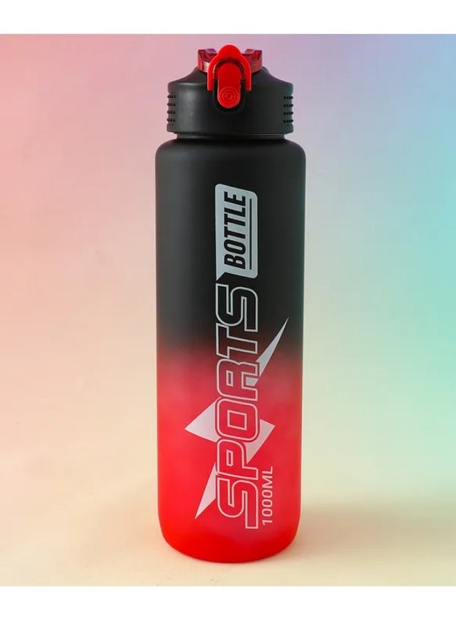 1000ml Sports Water Bottle - Black and Red | BPA Free | Leak-Proof and Freezer Safe | Water Bottle with Straw for School-Aged Boys and Girls - Image 3