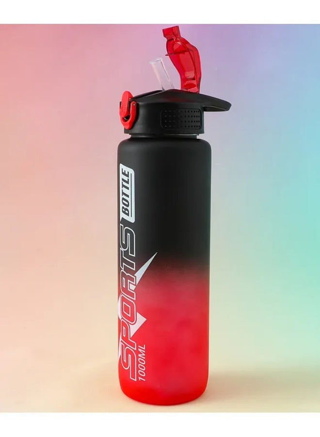 1000ml Sports Water Bottle - Black and Red | BPA Free | Leak-Proof and Freezer Safe | Water Bottle with Straw for School-Aged Boys and Girls - Image 4
