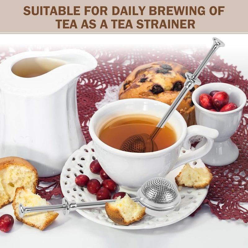 PERLLENT Stainless Steel Tea Strainer,Tea ball Strainers for Loose Tea,Loose Leaf Tea Steeper Fine Mesh Strainer Reusable，Tea Infuser One-Hand Operated Spring-Loaded - Image 2