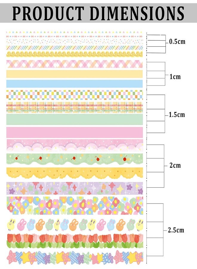 Lakeer 20 Washi Tapes | Decorative Craft Tapes | Dream Holiday Series | 5mm, 10mm, 15mm, 20mm X 4 Pcs Each| Ideal for Scrapbooking, DIY Crafts, Decoration, and Gift Wrapping | Sugar Cake - Image 5