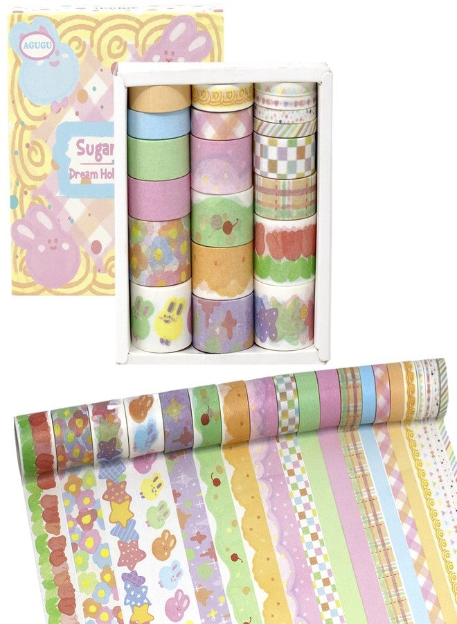 Lakeer 20 Washi Tapes | Decorative Craft Tapes | Dream Holiday Series | 5mm, 10mm, 15mm, 20mm X 4 Pcs Each| Ideal for Scrapbooking, DIY Crafts, Decoration, and Gift Wrapping | Sugar Cake - Image 4