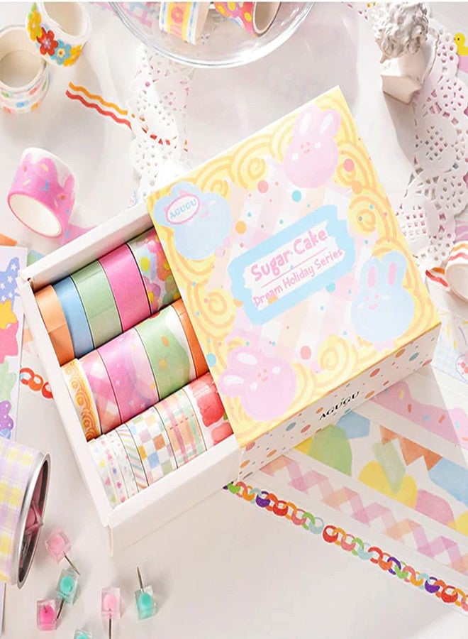 Lakeer 20 Washi Tapes | Decorative Craft Tapes | Dream Holiday Series | 5mm, 10mm, 15mm, 20mm X 4 Pcs Each| Ideal for Scrapbooking, DIY Crafts, Decoration, and Gift Wrapping | Sugar Cake - Image 2