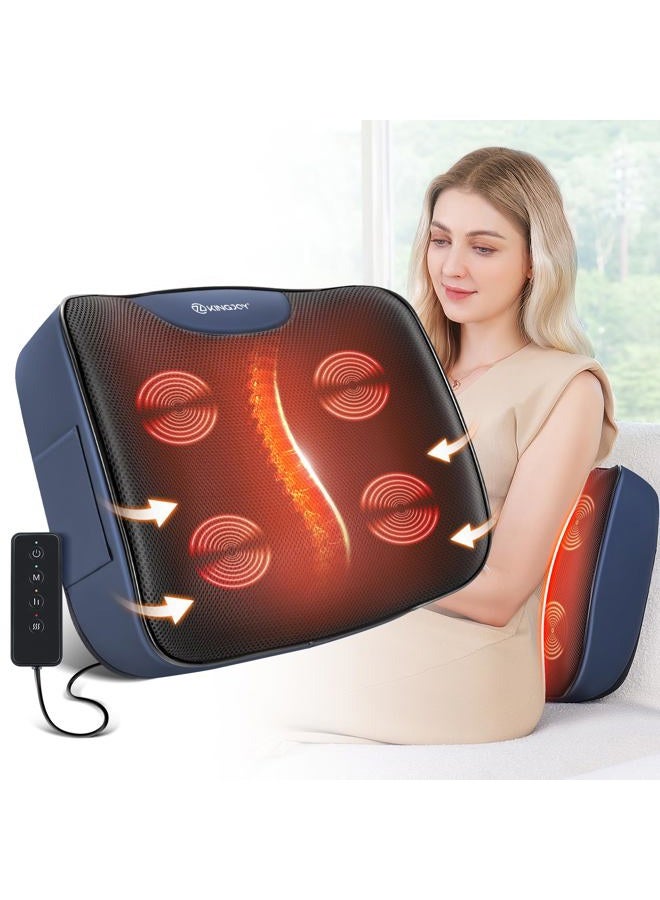 Kingjoy Heated Lumbar Support Pillow for Office Chair, Ergonomic Back Support Pillows with Vibration, Memory Foam Chair Back Massager for Pain Relief, 3 Heat Levels & 3 Massage Modes, Gifts for Mon Dad - Image 1