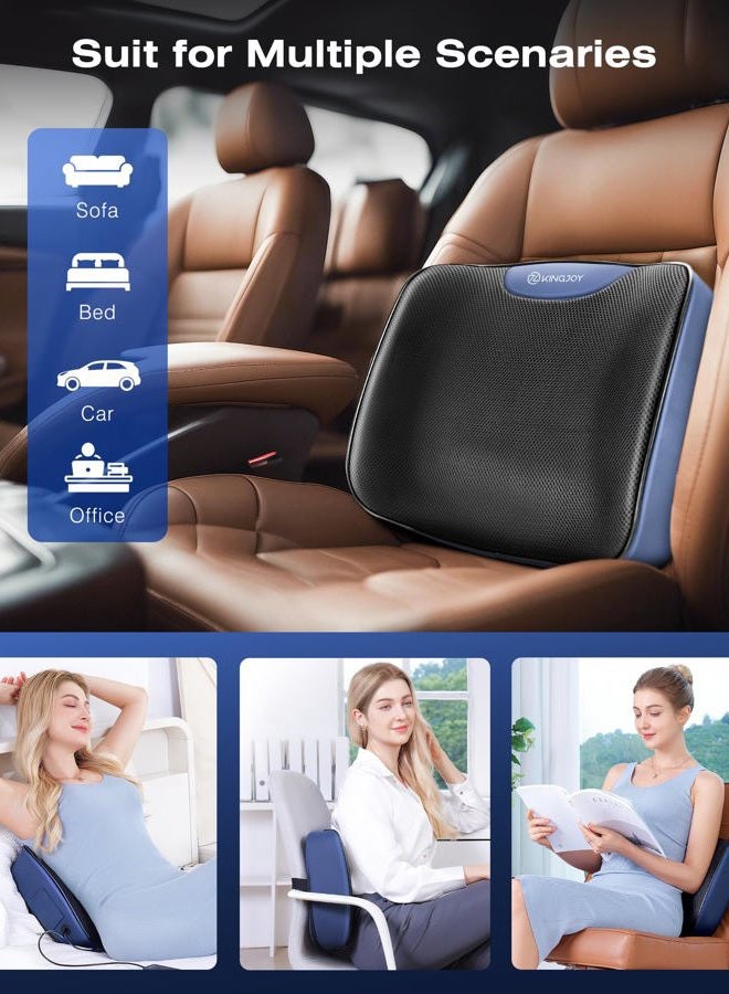 Kingjoy Heated Lumbar Support Pillow for Office Chair, Ergonomic Back Support Pillows with Vibration, Memory Foam Chair Back Massager for Pain Relief, 3 Heat Levels & 3 Massage Modes, Gifts for Mon Dad - Image 4