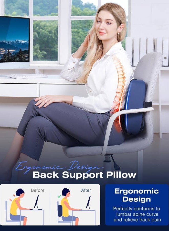 Kingjoy Heated Lumbar Support Pillow for Office Chair, Ergonomic Back Support Pillows with Vibration, Memory Foam Chair Back Massager for Pain Relief, 3 Heat Levels & 3 Massage Modes, Gifts for Mon Dad - Image 5