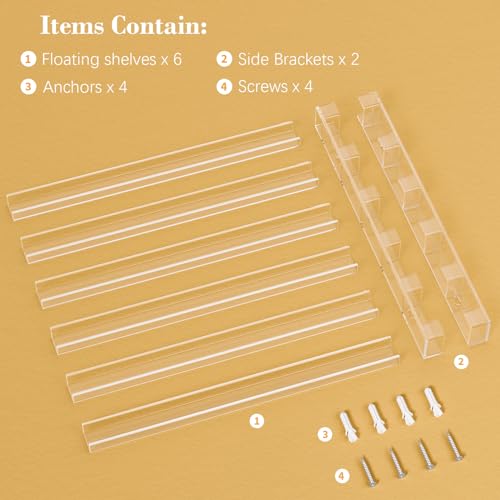 FEMELI 21 21 Inch Nail Polish Wall Rack Easy to Install Clear Acrylic Nail Polish Display Holder Organizer 6 Tier Hold Up To 90120 Bottles - Image 5