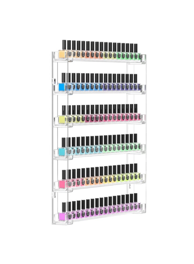 FEMELI 21 21 Inch Nail Polish Wall Rack Easy to Install Clear Acrylic Nail Polish Display Holder Organizer 6 Tier Hold Up To 90120 Bottles - Image 3