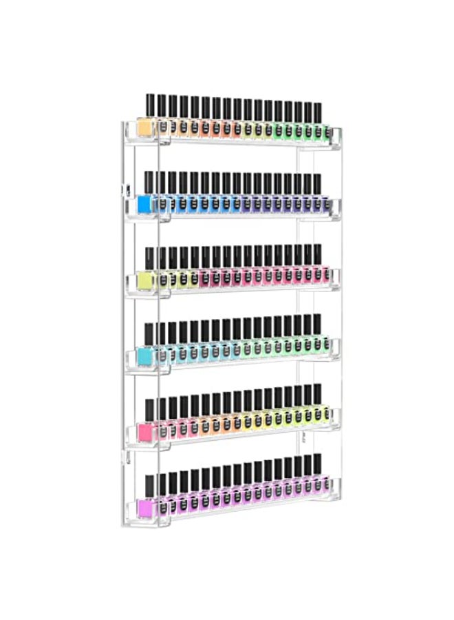 FEMELI 21 21 Inch Nail Polish Wall Rack Easy to Install Clear Acrylic Nail Polish Display Holder Organizer 6 Tier Hold Up To 90120 Bottles - Image 1
