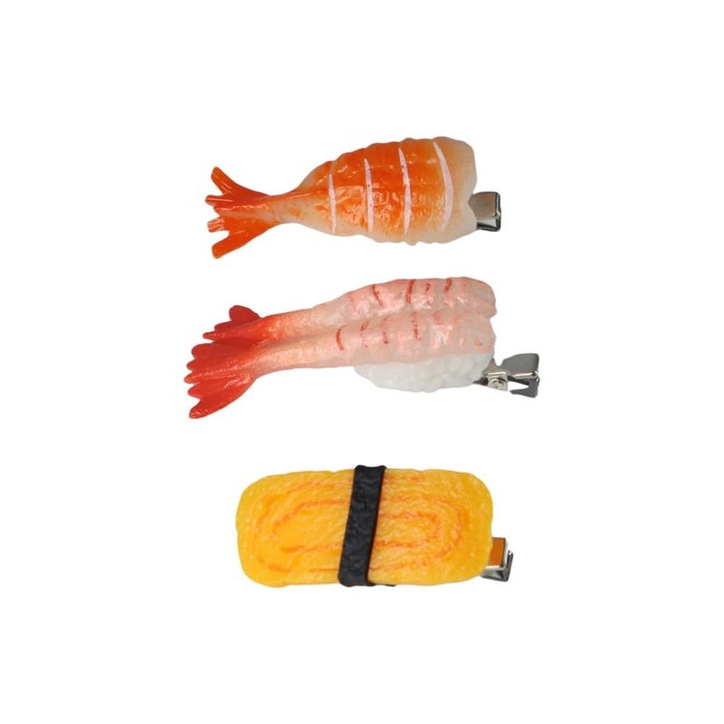 3Pcs Simulation Food Hair Clip Korean Duckbill Sushi Side Clip Trendy Cute Artificial Food Headwear for Women Girls