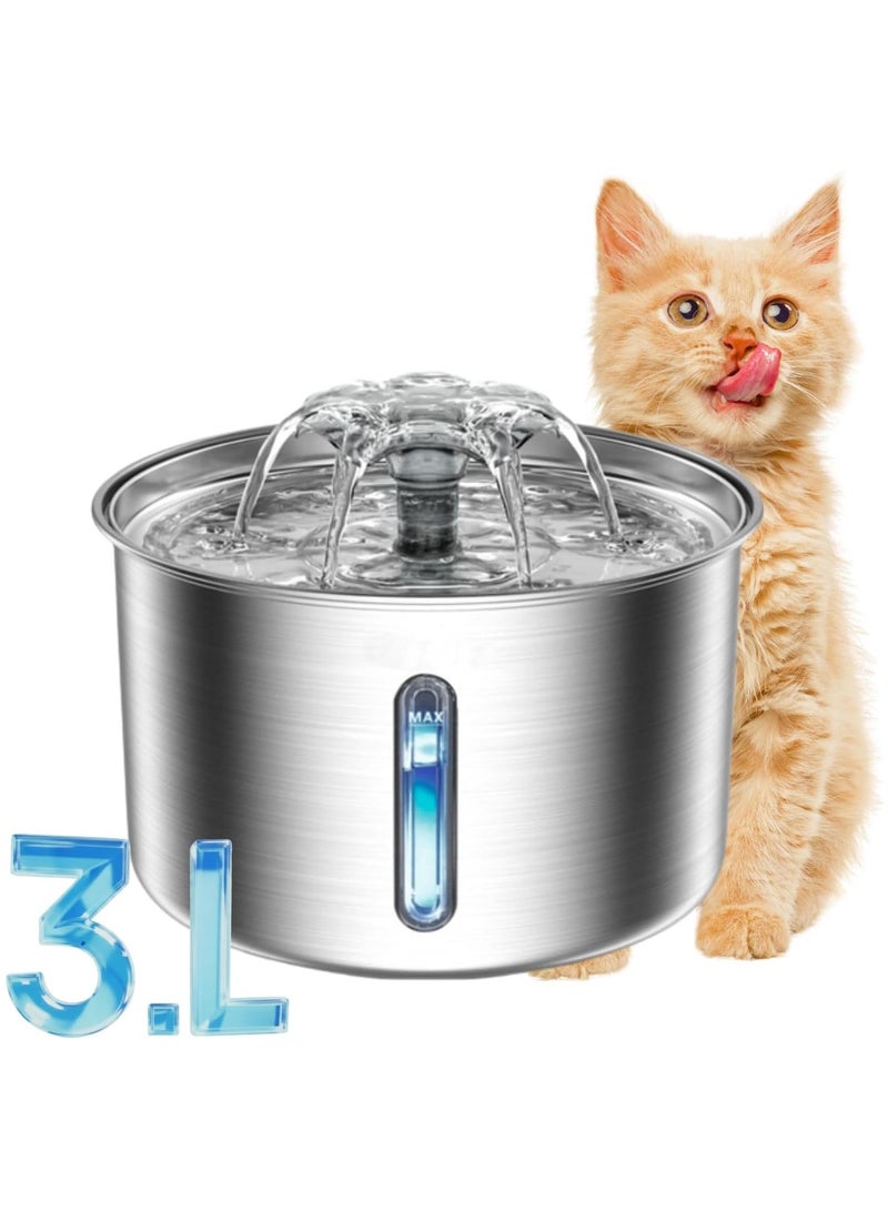 سواستو نافورة مياه سواستو للقطط والكلاب الصغيرة والمتوسطة، سعة 3 لترات/61 أونصة، أوتوماتيكية، مصنوعة من الفولاذ المقاوم للصدأ، مزودة بفلاتر ومضخة واحدة، هادئة للغاية - Image 1