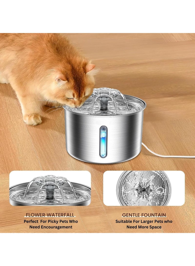 سواستو نافورة مياه سواستو للقطط والكلاب الصغيرة والمتوسطة، سعة 3 لترات/61 أونصة، أوتوماتيكية، مصنوعة من الفولاذ المقاوم للصدأ، مزودة بفلاتر ومضخة واحدة، هادئة للغاية - Image 2