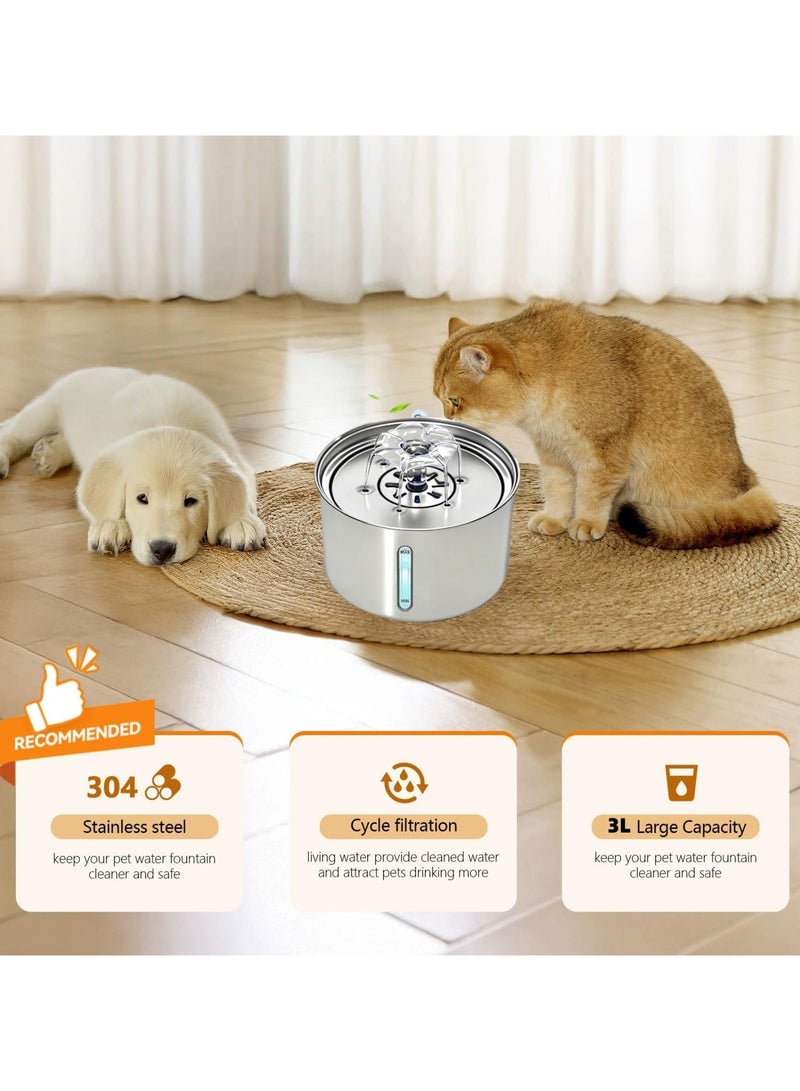 سواستو نافورة مياه سواستو للقطط والكلاب الصغيرة والمتوسطة، سعة 3 لترات/61 أونصة، أوتوماتيكية، مصنوعة من الفولاذ المقاوم للصدأ، مزودة بفلاتر ومضخة واحدة، هادئة للغاية - Image 3