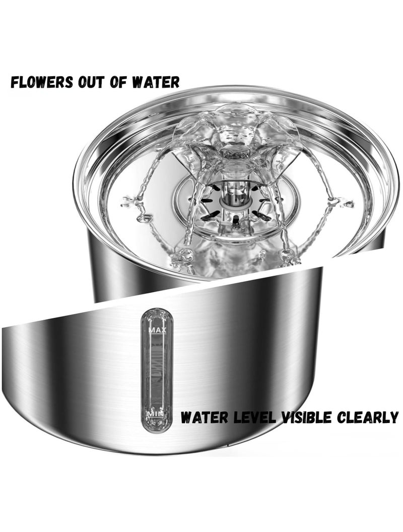 سواستو نافورة مياه سواستو للقطط والكلاب الصغيرة والمتوسطة، سعة 3 لترات/61 أونصة، أوتوماتيكية، مصنوعة من الفولاذ المقاوم للصدأ، مزودة بفلاتر ومضخة واحدة، هادئة للغاية - Image 4