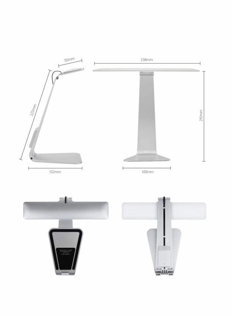 Folding Table Lamp, Ultra-Thin Fashion 210° Foldable Reading Night Light, Usb Charging, Inductive Switch, Three-Level Brightness Adjustment Led Eye Protection Learning Lamp (Sliver) - Image 2