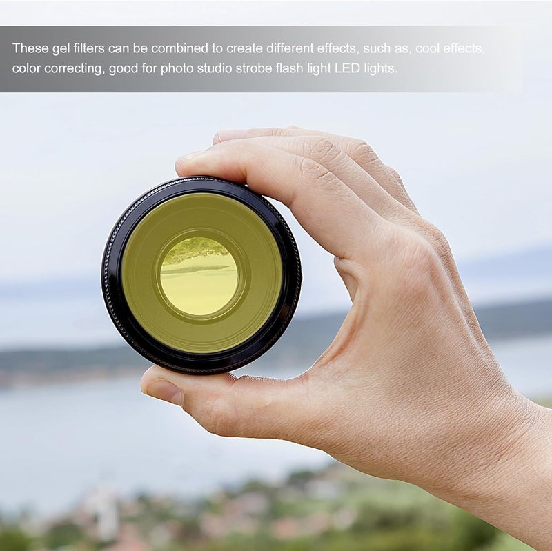 Levemolo 10pcs Sunset Light Colour Filters for Photography and Mood Lighting, 66mm Yellow Correction Gels for LED Studio Lights and Camera Film Diffusers - Image 5