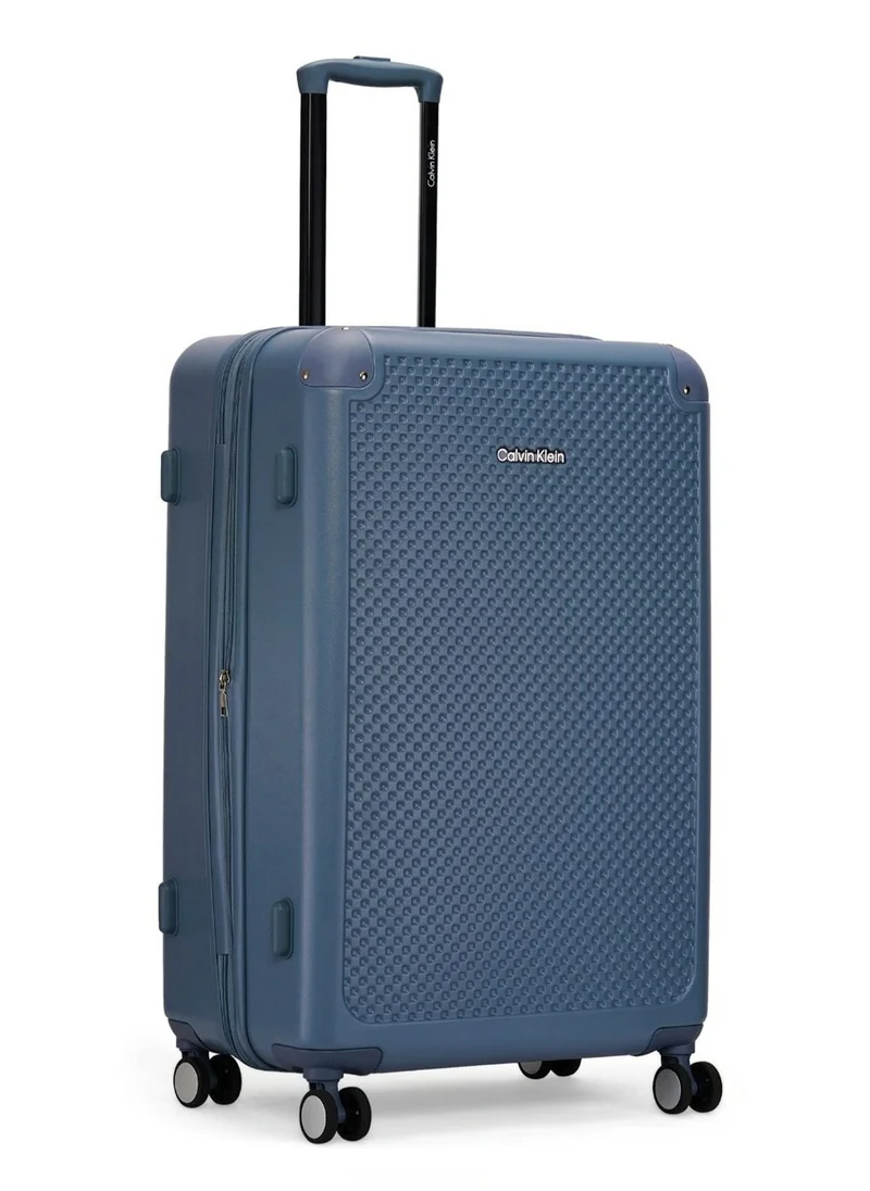 CALVIN KLEIN V2 CHECK IN Hardside Spinner Luggage On Wheels, Ultra Lightweight ABS, 4 Double Wheels Color BLUE