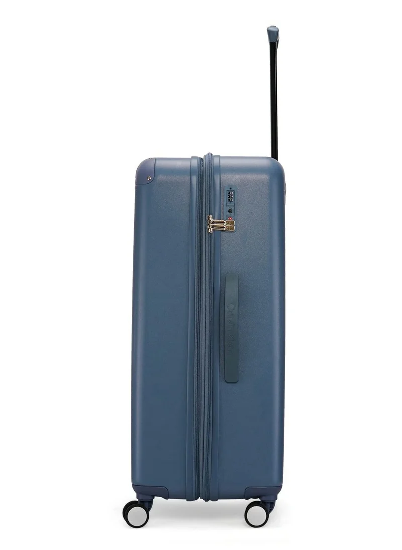 CALVIN KLEIN V2 CHECK IN Hardside Spinner Luggage On Wheels, Ultra Lightweight ABS, 4 Double Wheels Color BLUE