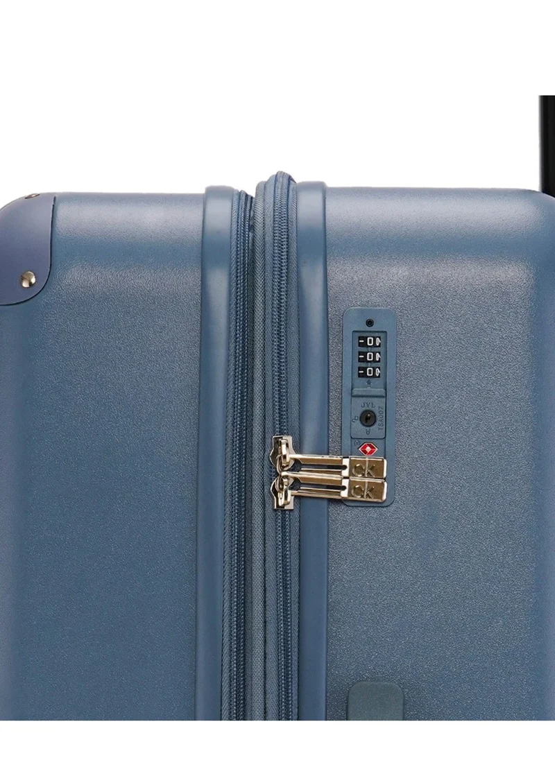 CALVIN KLEIN V2 CHECK IN Hardside Spinner Luggage On Wheels, Ultra Lightweight ABS, 4 Double Wheels Color BLUE