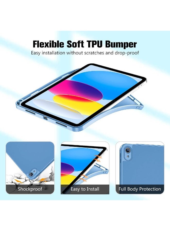 زومي حافظة ProCase لجهاز iPad (A16) الجيل الحادي عشر 11 بوصة 2025 / الجيل العاشر 10.9 بوصة 2022 مع حامل قلم، حماية كاملة للكاميرا، حافظة نحيفة بظهر ناعم من TPU - أزرق - Image 3