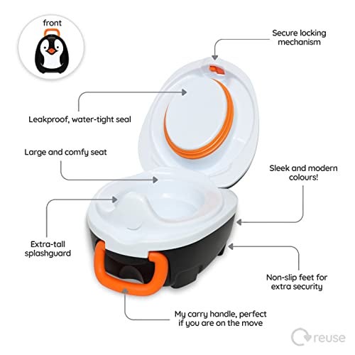 My Carry Potty - Penguin Travel Potty, Award-Winning Portable Toddler Toilet Seat for Kids to Take Everywhere - Image 3